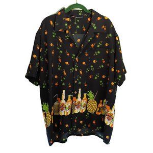 Roundy Bay Short Sleeved Shirt Black w/ Tropical Graphic Size XL